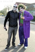 Joker kostuum  te huur voor max 22 euro pp, Ophalen, Zo goed als nieuw, Halloween, Kleding
