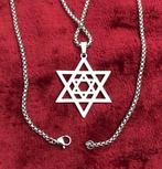 Israëls Davidster hanger en lange ketting, Ophalen of Verzenden, Nieuw, Zilver, Overige materialen