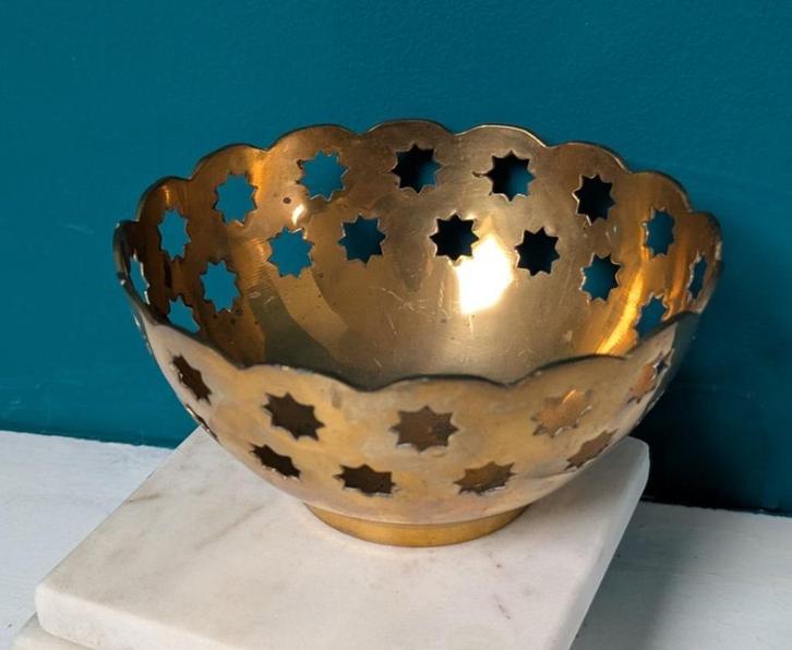 Vintage messing schaaltje met sterren, Antiek en Kunst, Antiek | Koper en Brons, Koper, Ophalen of Verzenden