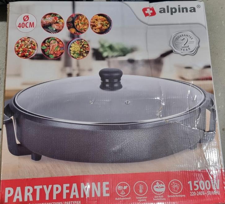 Alpina Partypan 40cm - Nieuw in doos!, Witgoed en Apparatuur, Frituurpannen, Nieuw, 4 liter of meer, Uitneembare binnenpan, Ophalen of Verzenden