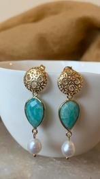 Parel amazoniet geluk beschermt intuïtie magie vertrouwen, Sieraden, Tassen en Uiterlijk, Oorbellen, Ophalen of Verzenden, Nieuw