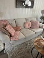 Mooie ektorp drie en tweezits banken met beige hoezen, Gebruikt, 75 tot 100 cm, Ophalen of Verzenden, Rechte bank