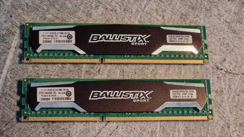 Crucial Ballistix Sport 2x 4GB (8GB) werkgeheugen DDR3, Computers en Software, RAM geheugen, Gebruikt, Desktop, DDR3, Ophalen of Verzenden