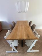 Boomstam tafel, Huis en Inrichting, Tafels | Eettafels, Eikenhout, 200 cm of meer, Zo goed als nieuw, Vijf personen of meer