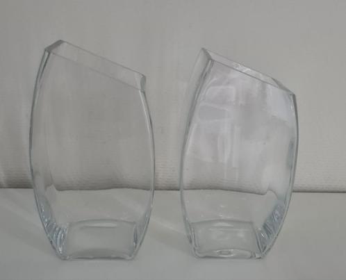2 mooie zware transparante vazen, Huis en Inrichting, Woonaccessoires | Vazen, Zo goed als nieuw, Overige kleuren, Minder dan 50 cm
