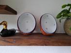 Vintage ovenschaal in rieten mand, Gebruikt, Porselein of Keramiek, Schaal, Ophalen of Verzenden