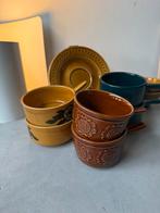 Vintage keramiek set | 8 kopjes-bakjes + 2 schotels | Gien, Ophalen of Verzenden