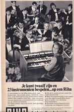 Retro reclame 1969 Riha orgel onbetaalbare klank, Ophalen of Verzenden