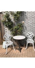 Brocante Bistro set met Marmer, Tuin en Terras, Ophalen, Zo goed als nieuw, Overige materialen, 2 zitplaatsen