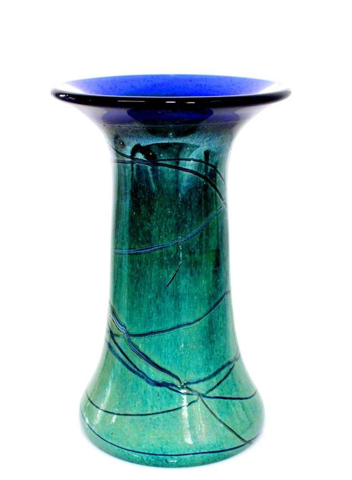 Schitterende Art Nouveau Blauw Groene Glazen Vaas, Antiek en Kunst, Antiek | Glas en Kristal, Verzenden