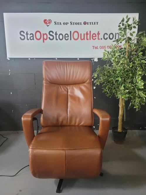 Staopstoel Prominent Stockholm Kaneelbruin met topswing, Huis en Inrichting, Fauteuils, Zo goed als nieuw, Leer, 50 tot 75 cm