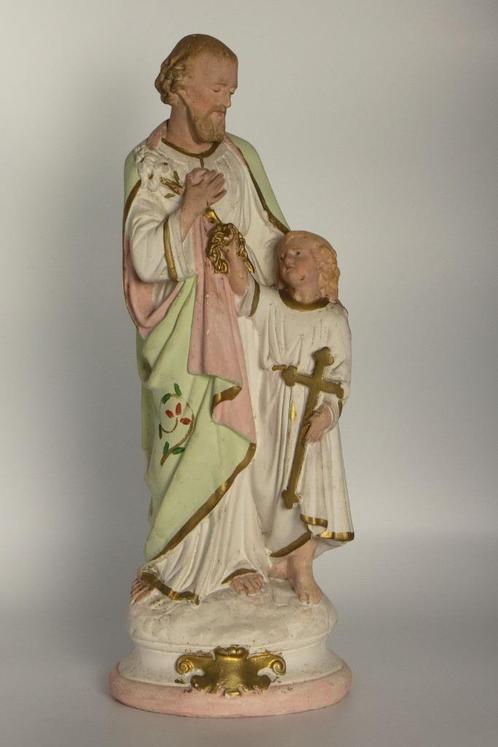 (nr.44) Prachtig kerkelijk beeld van een man en kind, Verzamelen, Beelden en Beeldjes, Gebruikt, Religie, Ophalen