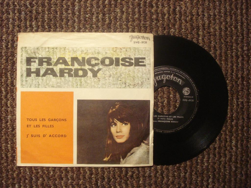 Françoise Hardy 7" Vinyl: ‘Tous les garçons’ (Joegoslavië), Gebruikt, 7 inch, Single, Ophalen of Verzenden