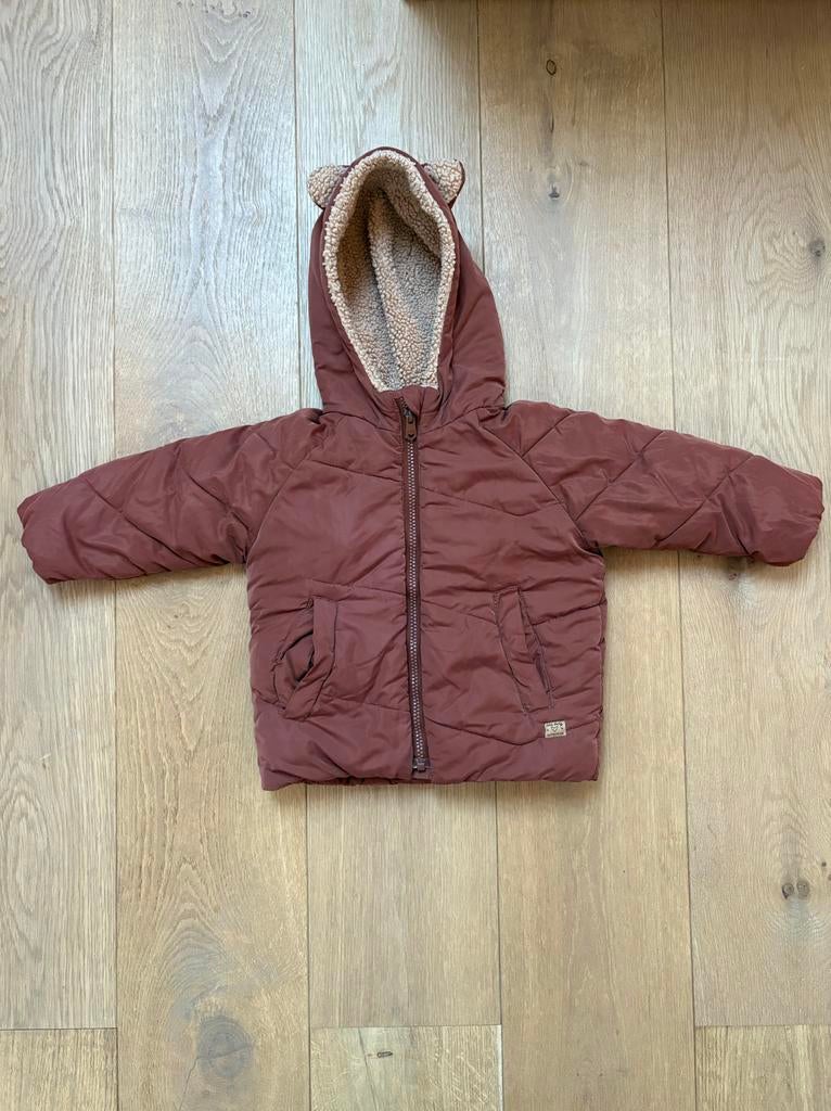 Zara winterjas maat 86 - bruin met teddy en berenoortjes, Ophalen, Jongetje of Meisje, Zo goed als nieuw, Jasje