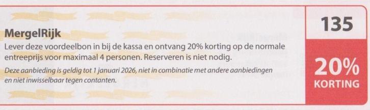 MergelRijk, Valkenburg. 20% korting. Postcodeloterij bon 135, Tickets en Kaartjes, Musea, Eén persoon, Kortingskaart