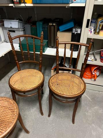 5  x thonet stijl stoelen. Fischel Bistrot hout rieten.  beschikbaar voor biedingen