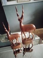 2  mooie retro  vintage jaren 60 teak houten hertjes beeldje, Ophalen of Verzenden