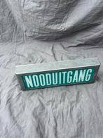 Antiek Nooduitgang Bord met Armatuur - Glas & Metaal, Ophalen