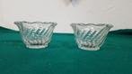 Kandelaars / theelicht houders van bewerkt glas, 2 stuks, Ophalen of Verzenden