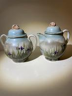 Antiek Theeservies met Berglandschap en Irissen, Antiek en Kunst, Antiek | Keramiek en Aardewerk, Ophalen