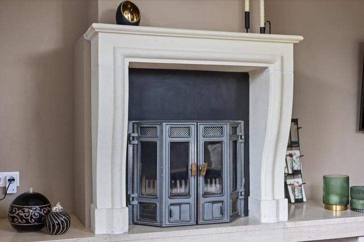 Witte Schouw met Haardscherm - Klassiek & Sfeervol, Huis en Inrichting, Kachels, Gebruikt, Vrijstaand, Overige soorten, Hout, Ophalen