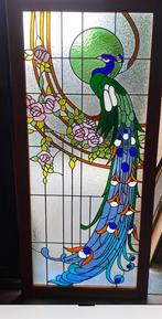 koppel glas in loodramen pauwmotief, Doe-het-zelf en Verbouw, Glas en Ramen, Ophalen, Zo goed als nieuw, Gevelraam of Ruit, Minder dan 80 cm