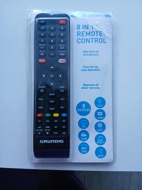 Grundig 8-in-1 Universele Afstandsbediening - Nieuw, Audio, Tv en Foto, Afstandsbedieningen, Nieuw, Universeel, Dvd, Receiver of Versterker