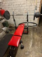 Gym home fitness Bench flat with plates 110 kg + kettles, Sport en Fitness, Fitnessmaterialen, Ophalen of Verzenden, Zo goed als nieuw