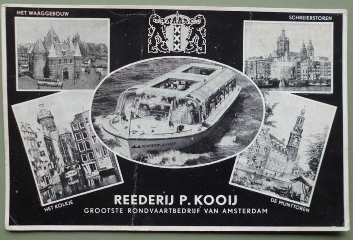 Amsterdam - Rederij Kooij Rondvaarten - jaren 60, Verzamelen, Ansichtkaarten | Nederland, Ongelopen, Noord-Holland, 1960 tot 1980