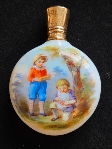 Parfumfles / Odeurflacon / Scent bottle 14 karaats goud glas beschikbaar voor biedingen