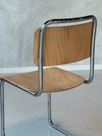 Gispen 101 eetkamerstoel vintage sledestoel buisframestoel, Huis en Inrichting, Stoelen, Gebruikt, Bruin, NL, Vintage