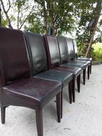6 leren stoelen bruin, Huis en Inrichting, Stoelen, Ophalen, Gebruikt, Bruin, Leer