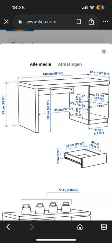 Wit Bureau (Ikea Malm) - afbeelding 6