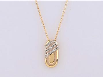 14K Gouden Ketting met diamantjes beschikbaar voor biedingen