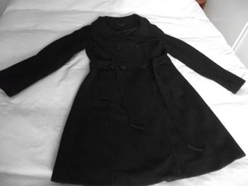 zwart wol lange winterjas met knopen Mar Collection maat 40 beschikbaar voor biedingen