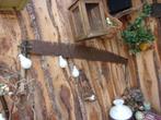 ANTIEKE BOOMZAAG MET HOUTEN HANDVATTEN MANCAVE DECORATIE, Ophalen