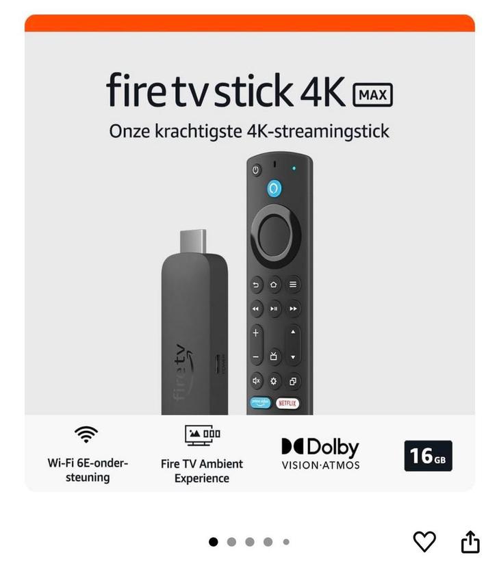 Fire TV Stick 4K Max + Ethernet Adapter, Audio, Tv en Foto, Mediaspelers, Nieuw, Minder dan 500 GB, HDMI, Ophalen of Verzenden