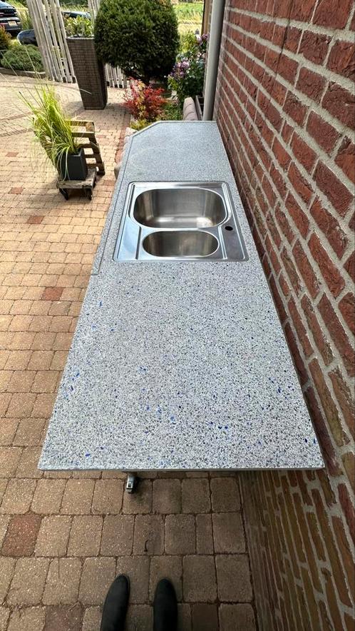 Aanrechttafel buiten verrijdbaar met graniet blad, Tuin en Terras, Buitenkeukens, Gebruikt, Vrijstaand, Ophalen