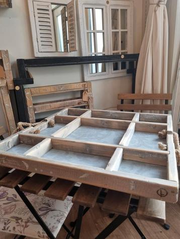 Houten Dienblad - Grijsblauw - Touw Handvaten beschikbaar voor biedingen