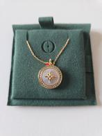 925 sterling silver met 18K gold plated medaillon ketting, Met hanger, Nieuw, Ophalen of Verzenden, Goud