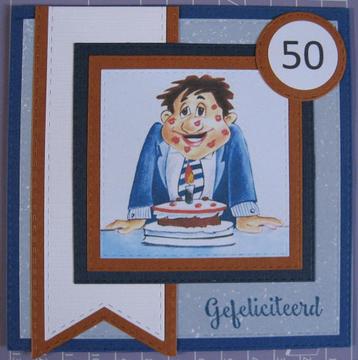 Dubbele kaart met envelop verjaardag, 50 jaar man. beschikbaar voor biedingen