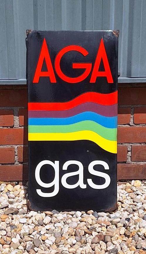 Tof emaille Langcat Bussum reclamebord van AGA gas️⛽️, Verzamelen, Merken en Reclamevoorwerpen, Gebruikt, Reclamebord, Ophalen of Verzenden
