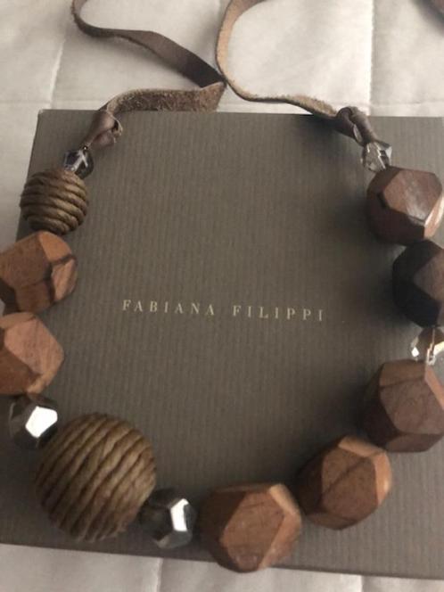 FABIANA FILIPPI Heel aparte halsketting Leren snoer Kleur br, Sieraden, Tassen en Uiterlijk, Kettingen, Zo goed als nieuw, Overige materialen