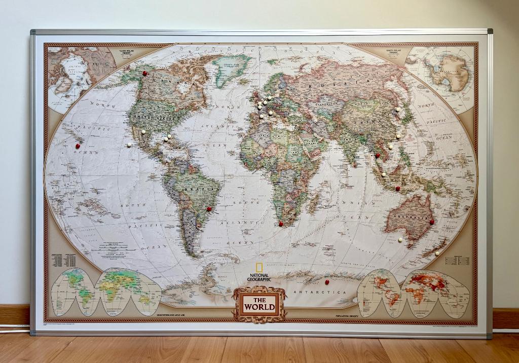 National Geographic The World antiek - Large - Magneetbord, Ophalen, Zo goed als nieuw