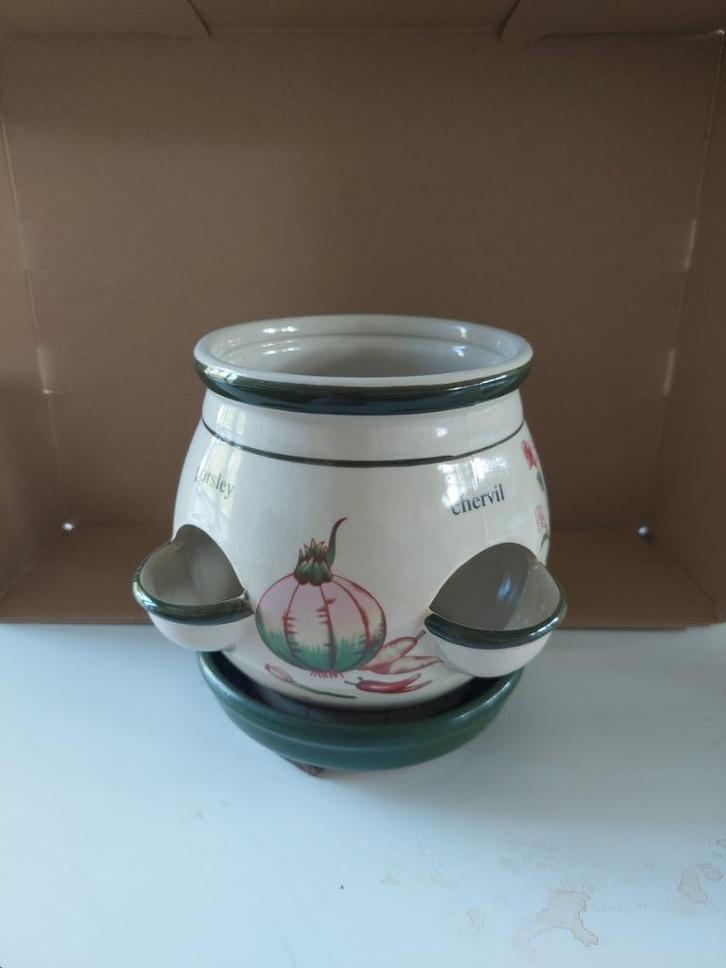 kruidenpot, Tuin en Terras, Bloempotten, Zo goed als nieuw, Aardewerk, Binnen, Balkon, Minder dan 40 cm, Minder dan 25 cm, Rond