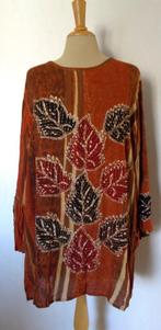Mooie kraaltjes bewerkte blaadjes/batik print tuniek! L, Verzenden, Zo goed als nieuw, Maat 46/48 (XL) of groter, Bruin