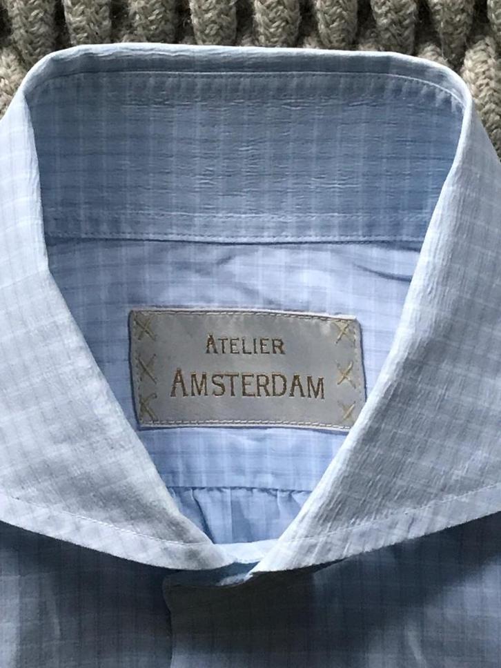 overhemd Atelier Amsterdam, Kleding | Heren, Overhemden, Zo goed als nieuw, Halswijdte 38 (S) of kleiner, Blauw, Ophalen of Verzenden