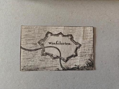 Zeldzame mini gravure Winschoten - authentiek 340jr oud!, Antiek en Kunst, Kunst | Etsen en Gravures, Ophalen of Verzenden