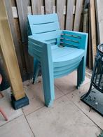 4 stuks blauwe stapel stoelen, Zo goed als nieuw, Ophalen