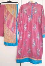 Een keer gedragen roze blauw indiase feest pak kameez maat M, Maat 38/40 (M), Ophalen of Verzenden, Roze, Zo goed als nieuw